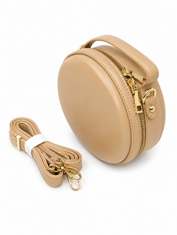 Luxury Round Beige Crossbody Mini Bag for Women