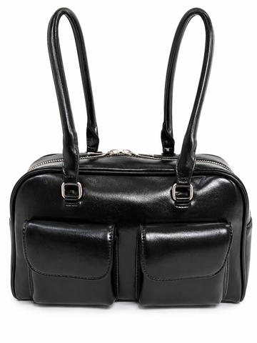 Luxury Black Multi-Pocket Shoulder Bag for Women