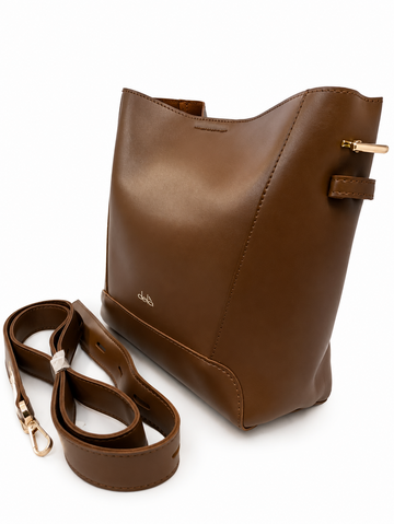Luxury Brown Bucket Shoulder & Crossbody Bag for Women