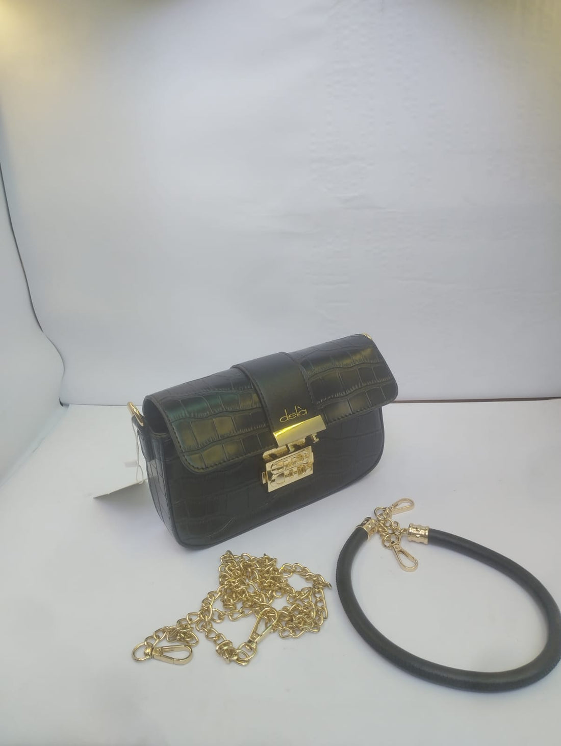 Luxury Black Crocodile Texture Crossbody Shoulder Bag for Women