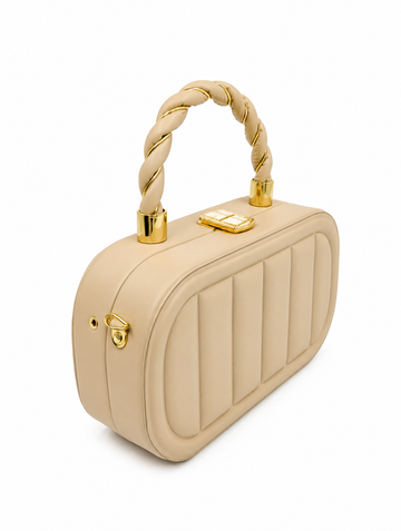 Luxury Beige Top Handle Crossbody Handbag for Women