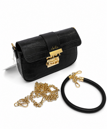 Luxury Black Crocodile Texture Crossbody Shoulder Bag for Women