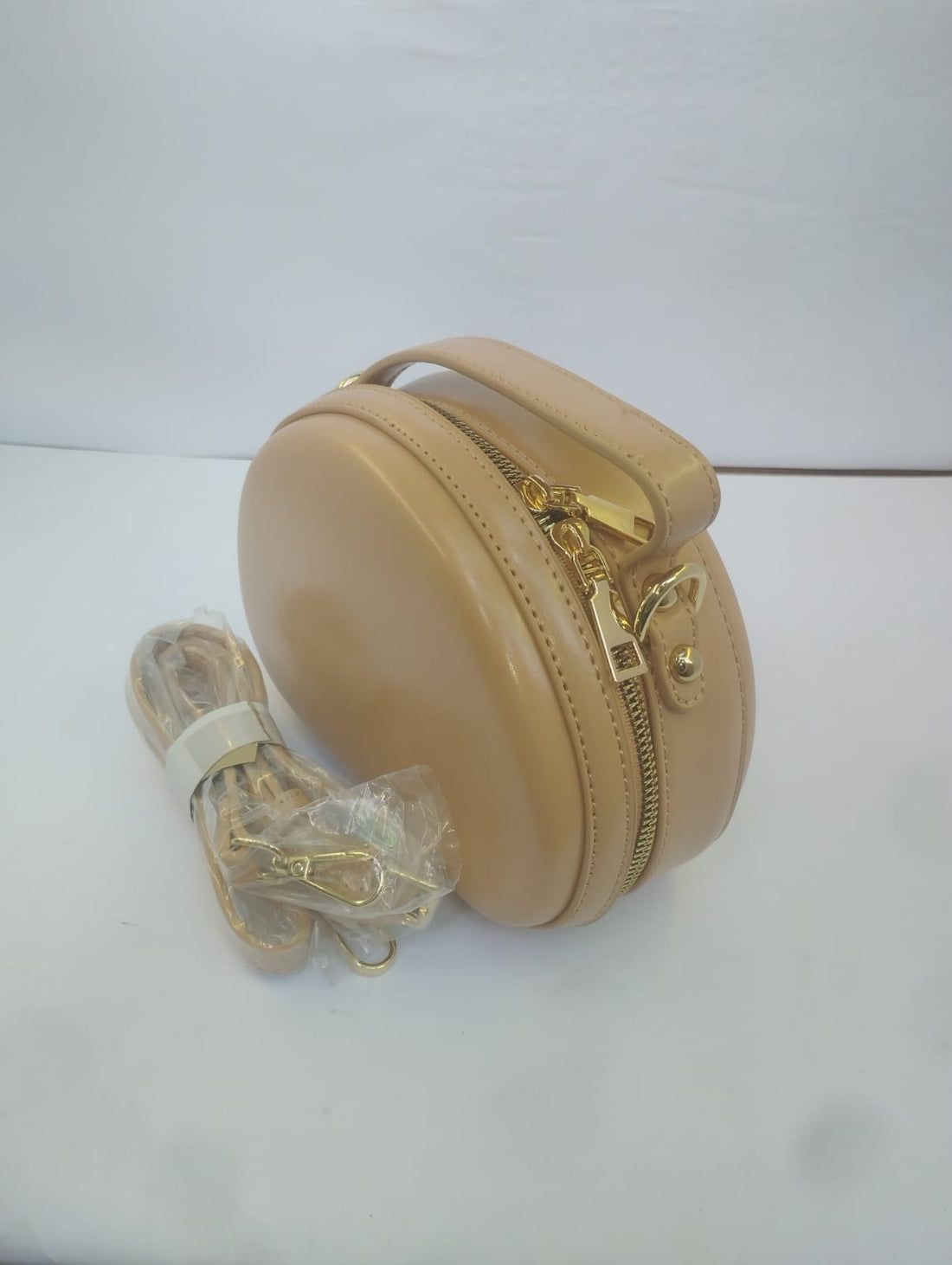 Luxury Round Beige Crossbody Mini Bag for Women