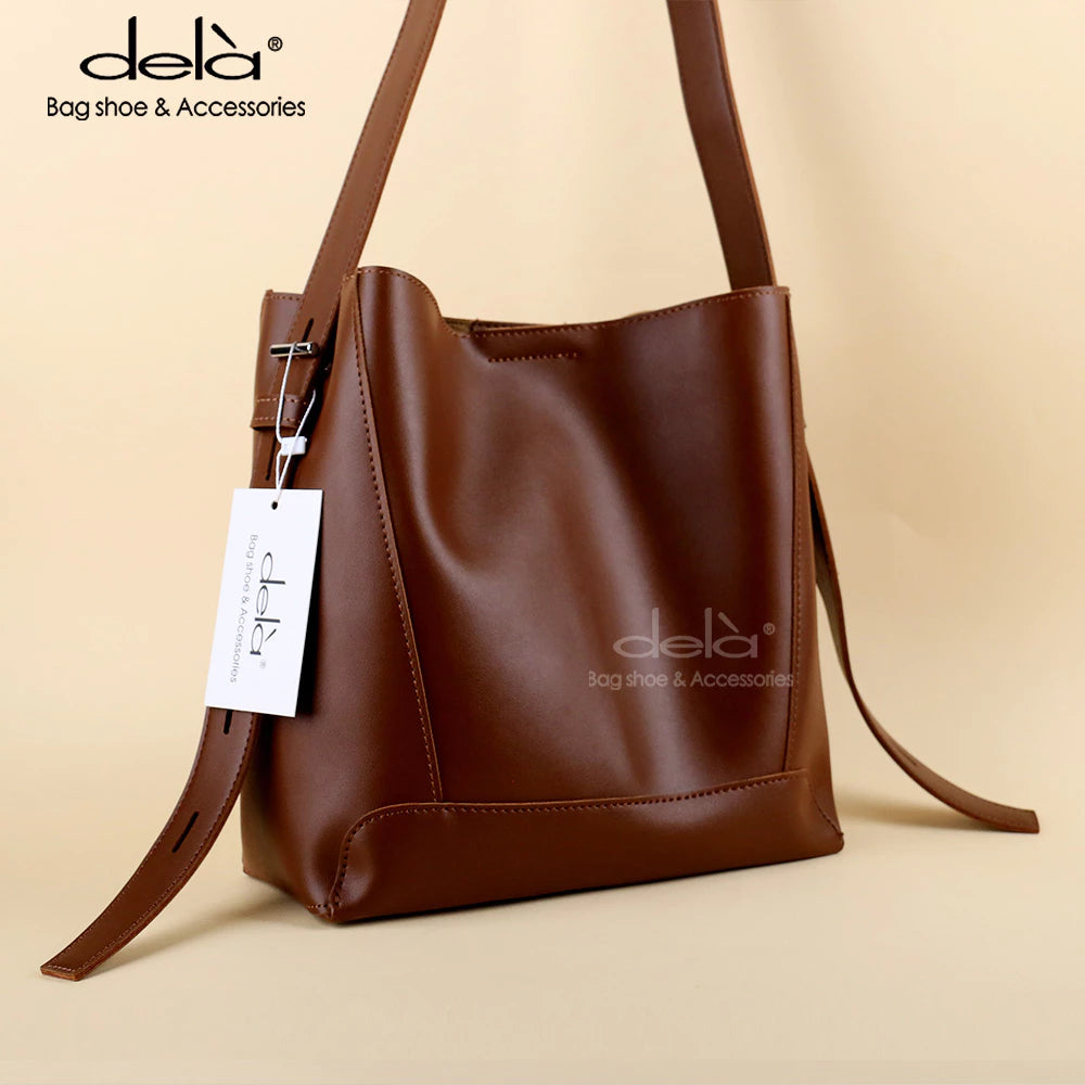 Luxury Brown Bucket Shoulder & Crossbody Bag for Women