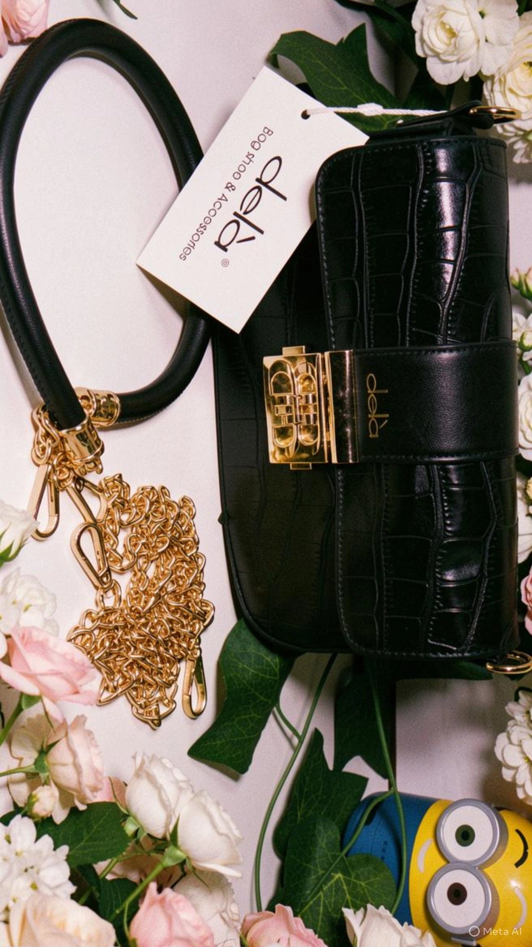 Luxury Black Crocodile Texture Crossbody Shoulder Bag for Women