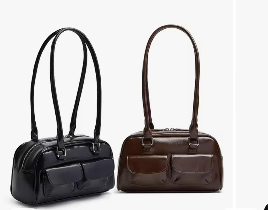 Luxury Black Multi-Pocket Shoulder Bag for Women